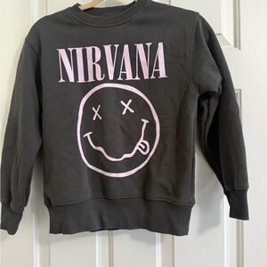 Zara Kids Black Sweatshirt with Pink Nirvana Graphic
